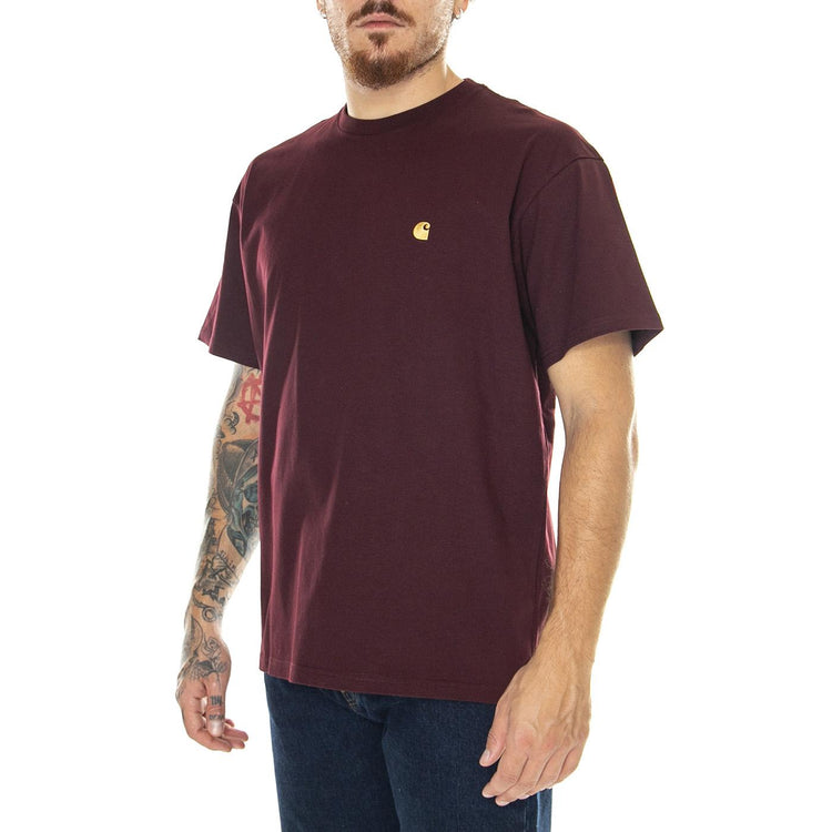 S/S Chase T-Shirt Amarone / Gold - Maglietta Girocollo Uomo Bordeaux I026391.1QYXX  CARHARTT WIP 