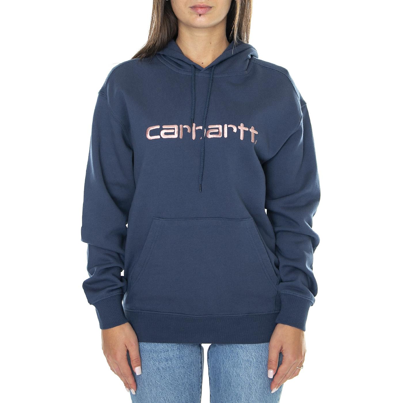 W' Hooded Carhartt Sweatshirt Squid / Glassy Pink - Felpa con Cappuccio Donna Blu I032695.1U2XX  CARHARTT WIP 