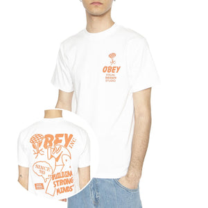 Obey Building Strong Minds Tee White - Maglietta Girocollo Uomo Bianca 165264058-WHT  OBEY 