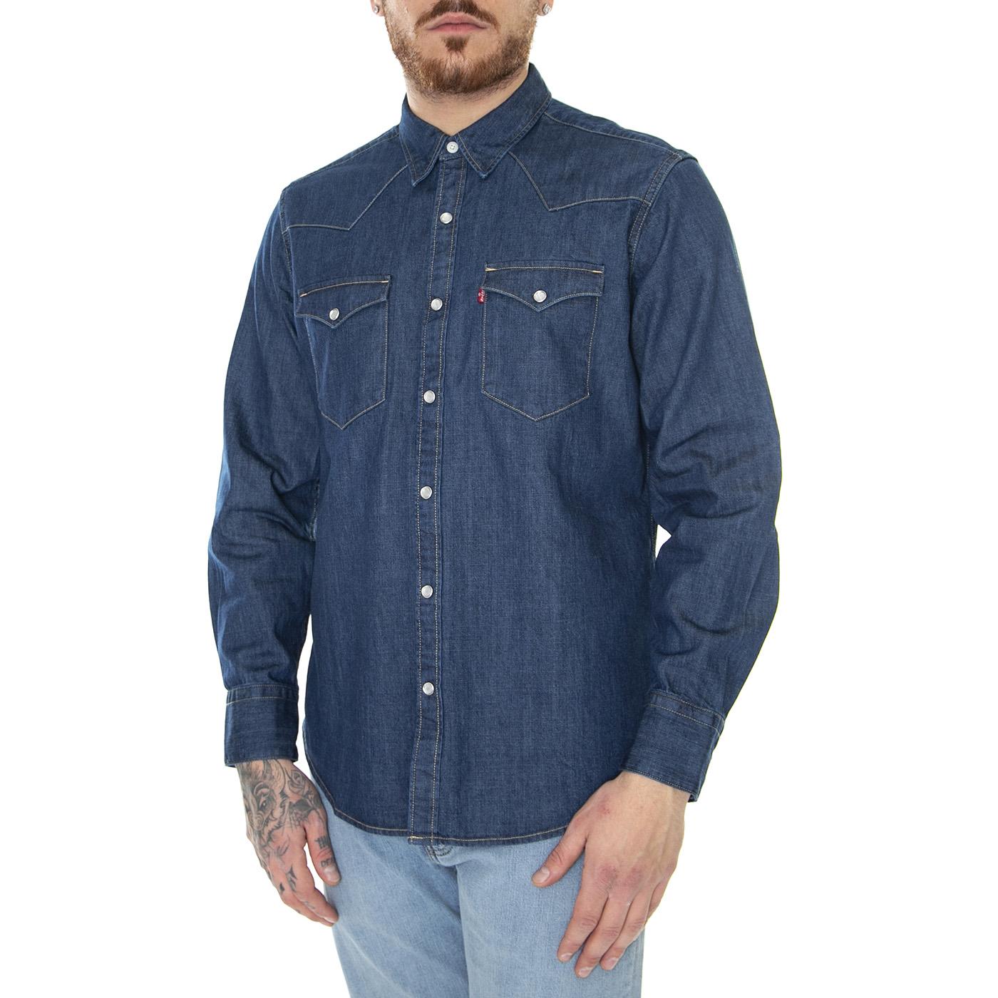 Barstow Western Standard Lower Haight Med Indigo Flat Finish - Camicia Denim Jeans Uomo Blu 85744-0041  LEVIS 