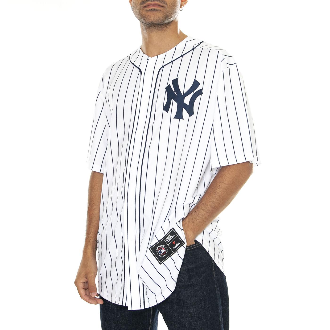 New York Yenkees MLB Core Foundation Top White / Navy - Camicia Maniche Corte Uomo Bianca / Blu 007N-071R-NK-0IY . GENUINE 