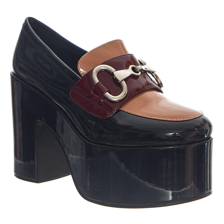 WAAVE BLUE RED TAUPE PATENT COMBO - Mocassini con Tacco Alto Donna Multicolore JCSJCD071L902-BLUE . JEFFREY CAMPBELL 