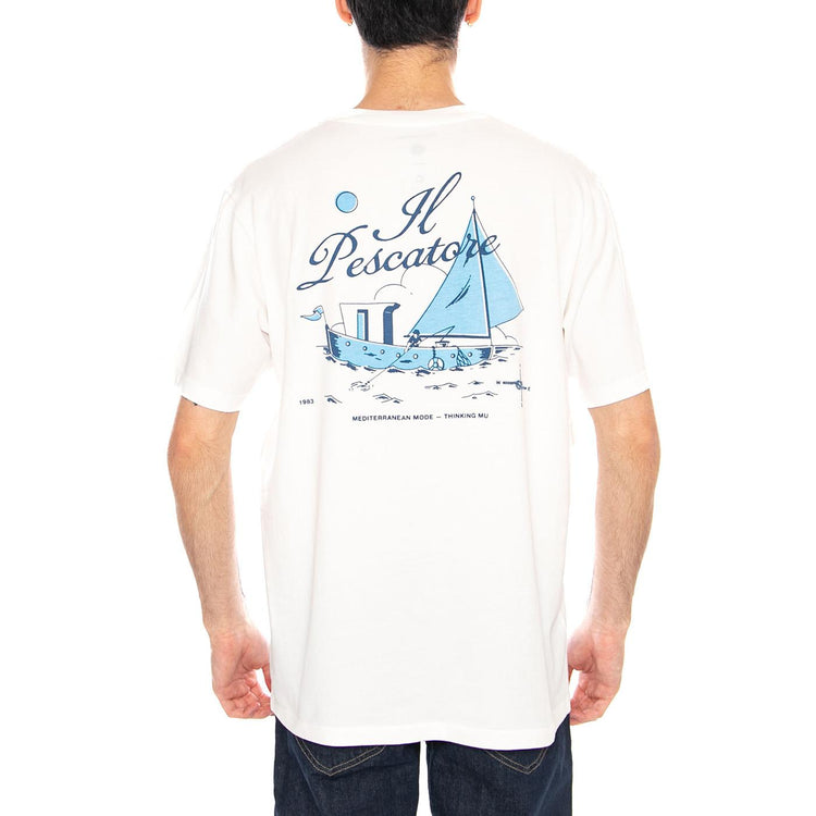 Pescatore Zach Tee White - Maglietta Girocollo Uomo Bianca MTS00507 WHT THINKING MU 
