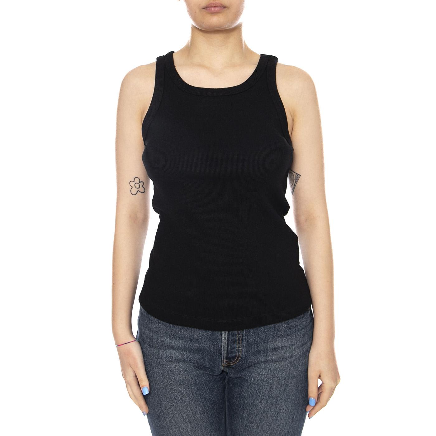 RIB TANK BLACK - Canotta a Costine Donna Nera 112377008 BLK LEE 