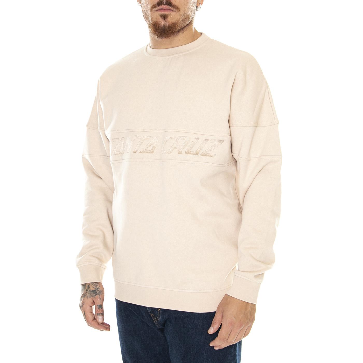 M' Tonal Strip Panel Crew Oat - Felpa Girocollo Uomo Beige Tonal Strip Panel Crew Oat  SANTA CRUZ 