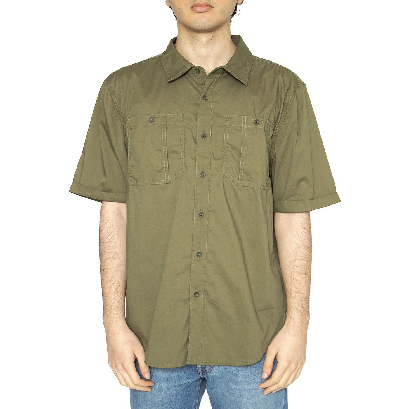 Charter S/S WVN - Camicia Maniche Corte Uomo Verde 01267-MILOL . BRIXTON 