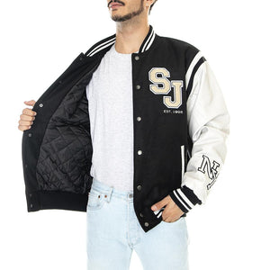 SJ Legendary College Jacket 01 Black / Off-White - Giacca Invernale Uomo Nera / Bianca 6075126/222  SEAN JOHN 
