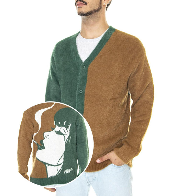 Feels Good Cardigan Brown - Cardigan Uomo Marrone / Multi KN00391-BROWN  HUF 