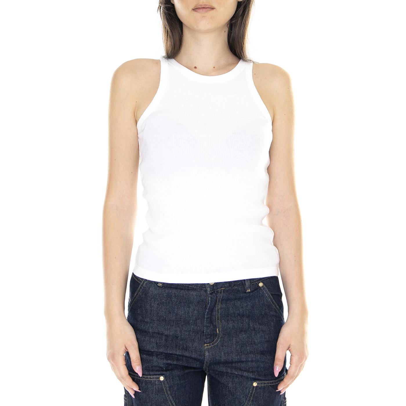 ESSENTIAL RACER TANK CAVIAR RIB NEUTRAL - Canotta Donna Bianca A3381 0000 LEVIS 