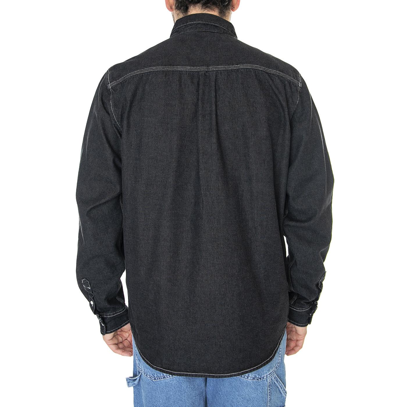 L/S Weldon Shirt Black Stone Washed - Camicia Uomo Nera I031928-8906  CARHARTT WIP 