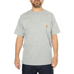 S/S Pocket T-Shirt Grey Heather - Maglietta Girocollo Uomo Grigia I030434.V6XX  CARHARTT WIP 