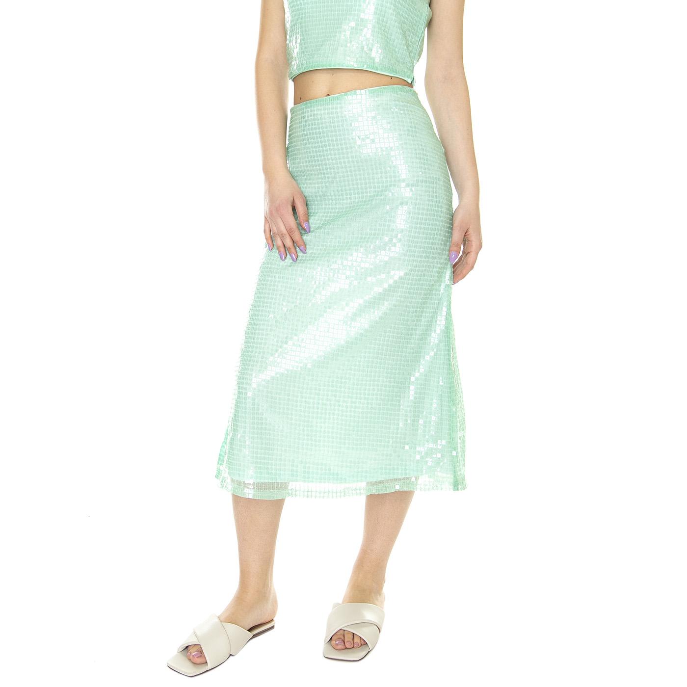 W' Falda Midi con Abertura y Lentejuelas Azul - Gonna Blu 31W/11235  WILD PONY 