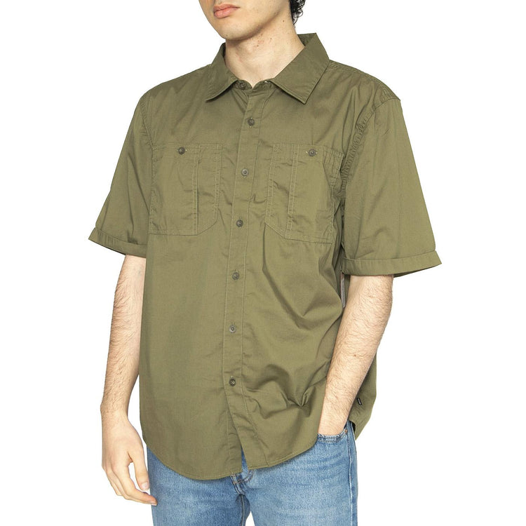 Charter S/S WVN - Camicia Maniche Corte Uomo Verde 01267-MILOL . BRIXTON 