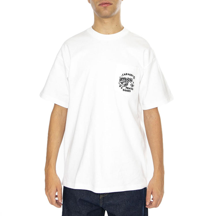 S/S Fragments Pocket T-Shirt White / Black - Maglietta Girocollo Uomo Bianca I034407.00AXX  CARHARTT WIP 