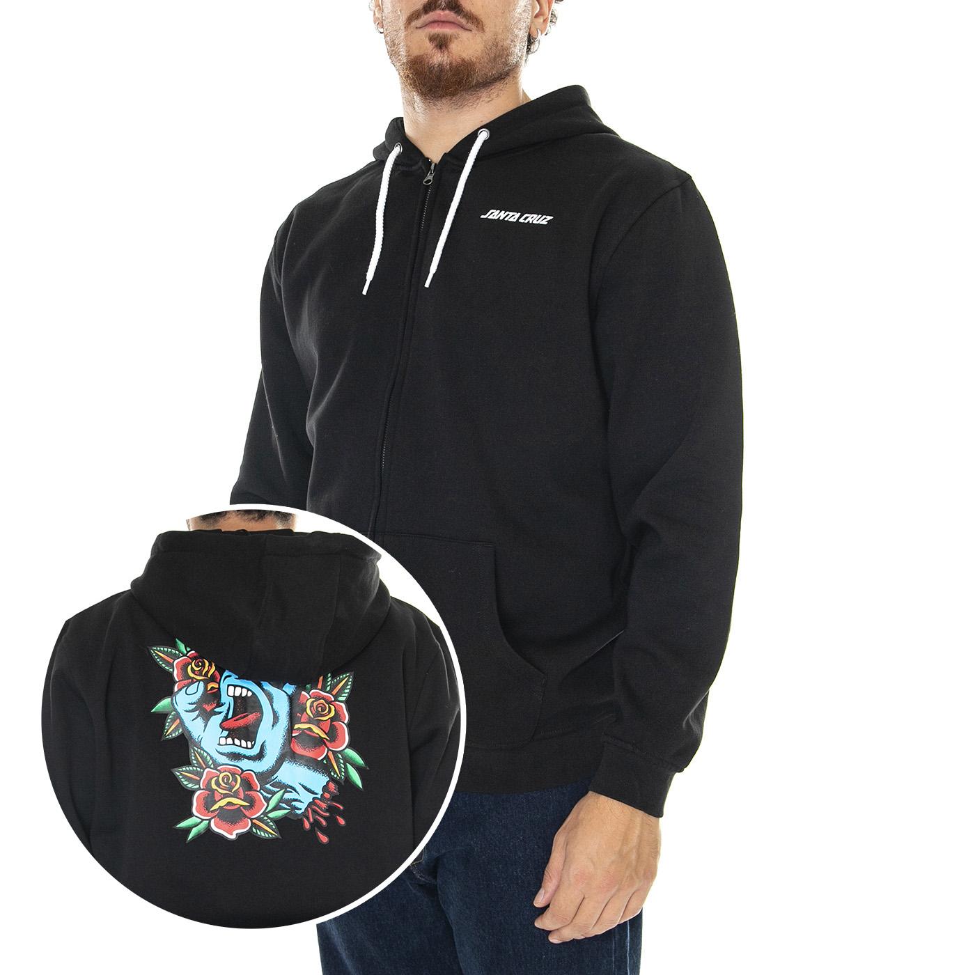 M' Screaming Flash Zip Hood Black - Felpa con Cappuccio Uomo Nera Screaming Flash Zip Hood Black  SANTA CRUZ 