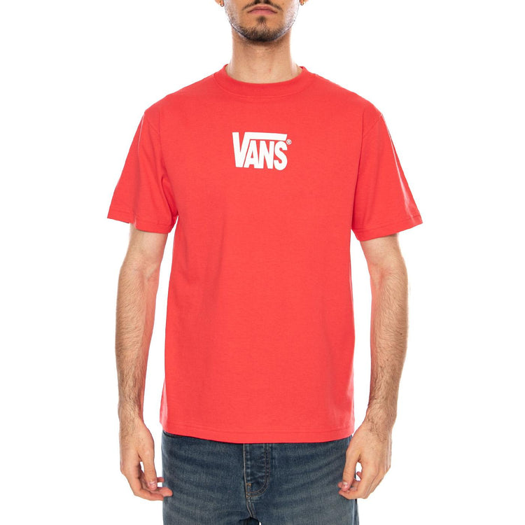 STRETCH LOGO SS TEE CRIMSON HAZE - Maglietta Girocollo Uomo Rossa VN000SWD FO91 VANS 