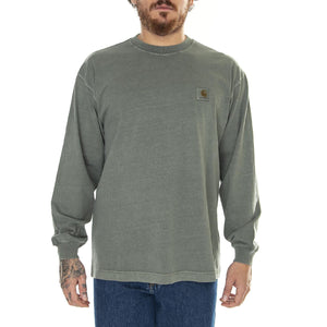 L/S Vista T-Shirt Smoke Green /garment dyed - Maglietta Girocollo Maniche Lunghe Uomo Verde I030779.1NDGD  CARHARTT WIP 