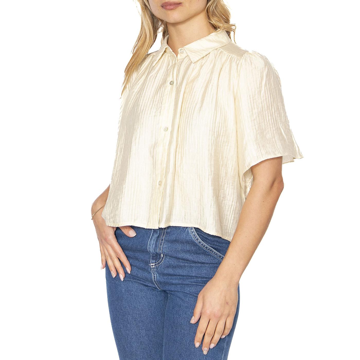 Camisa fluida manga corta blanca - Camicia Maniche Corte Donna Beige 51W/11206  WILD PONY 