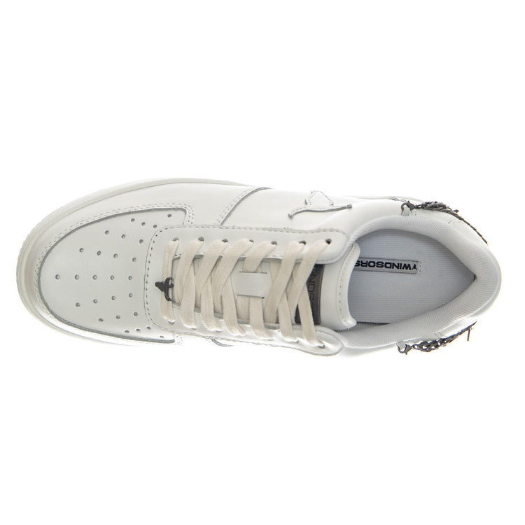 REMEMBER WHITE BRAVE / ANTIQUE SILVER CHAIN - Scarpe Stringate Donna Bianche WSPREMEMBER-WHTASIL . WINDSOR SMITH 