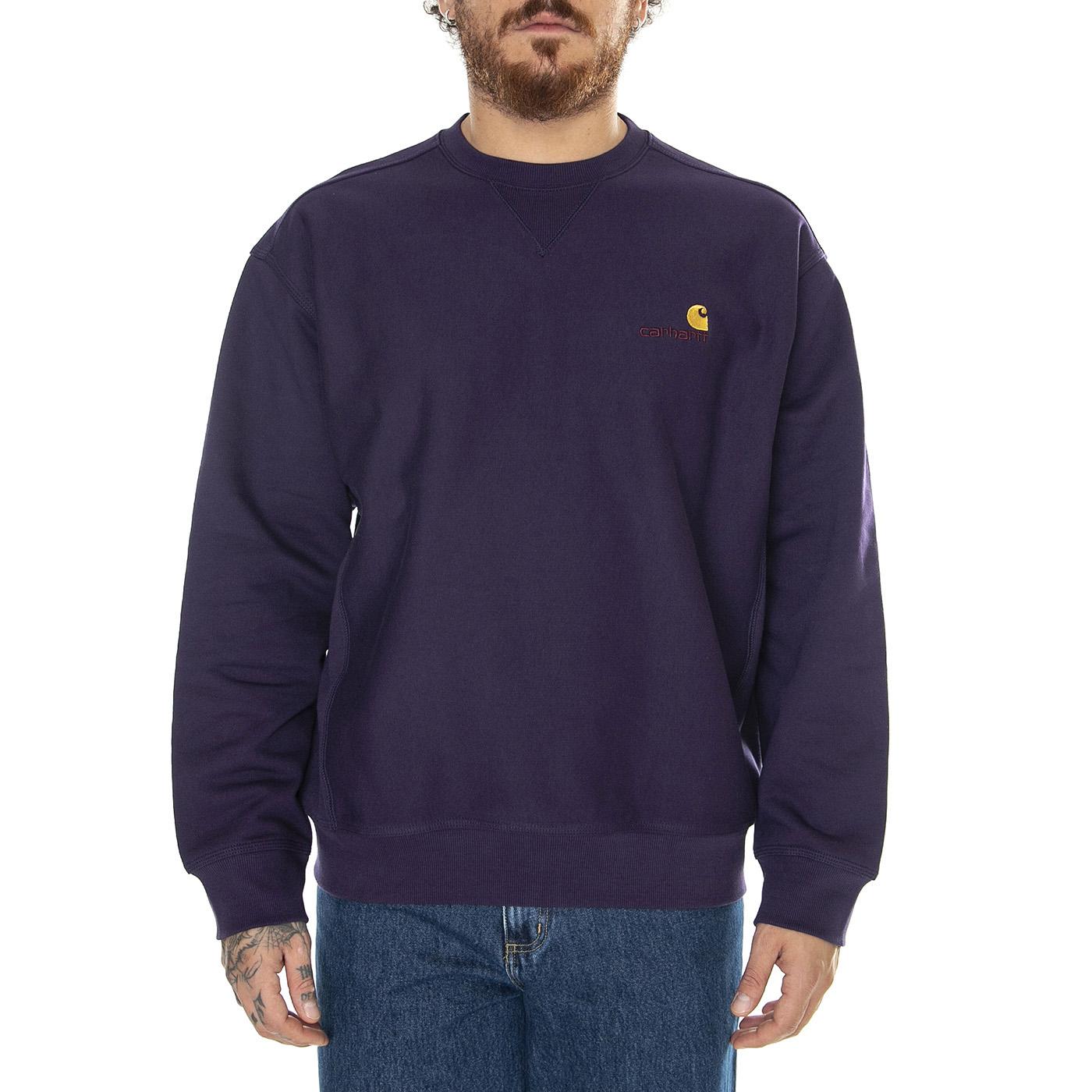 American Script Sweat Cassis - Felpa Girocollo Uomo Viola I025475.1N8XX  CARHARTT WIP 