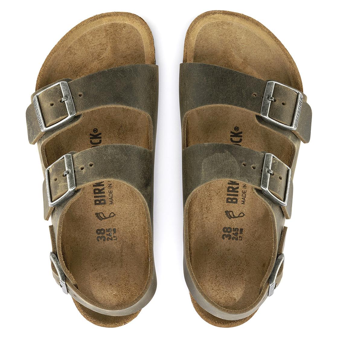 Milano Faded Khaki, Oiled Leather - Sandali Uomo / Donna Verdi - Calzata Regolare 1019454  BIRKENSTOCK 