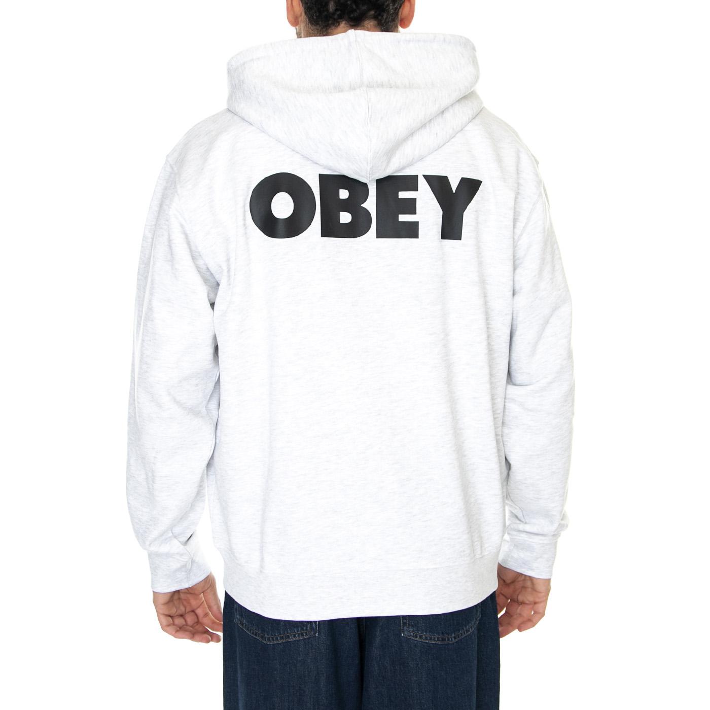 Obey Bold Zip Hood Premium French Terry Fleece Ash Grey - Felpa con Cappuccio Uomo Grigia 117482349-AGRY  OBEY 