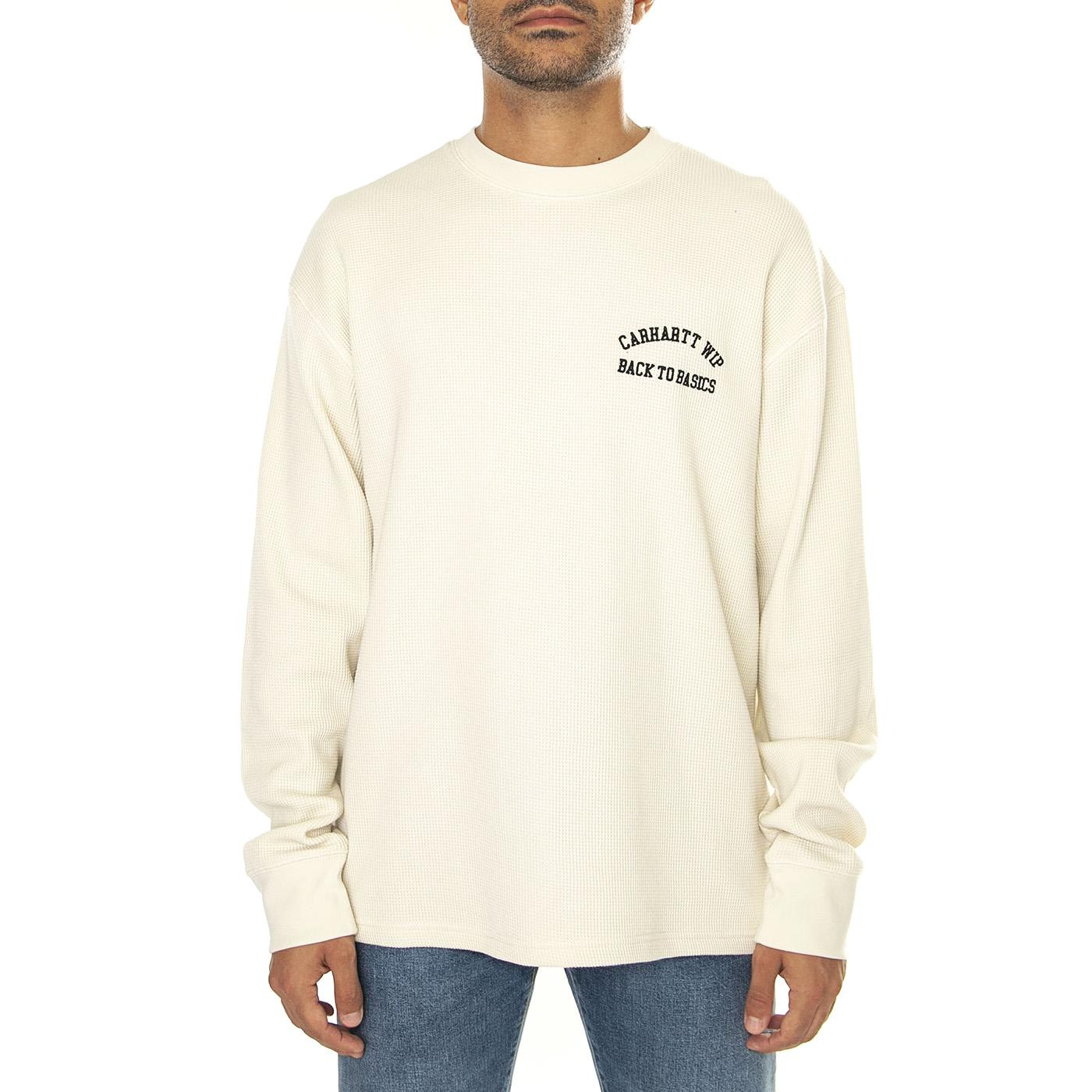 L/S Basics Script T-Shirt Natural / Black - Maglietta Girocollo Maniche Lunghe Uomo Beige I033985.1K6XX  CARHARTT WIP 