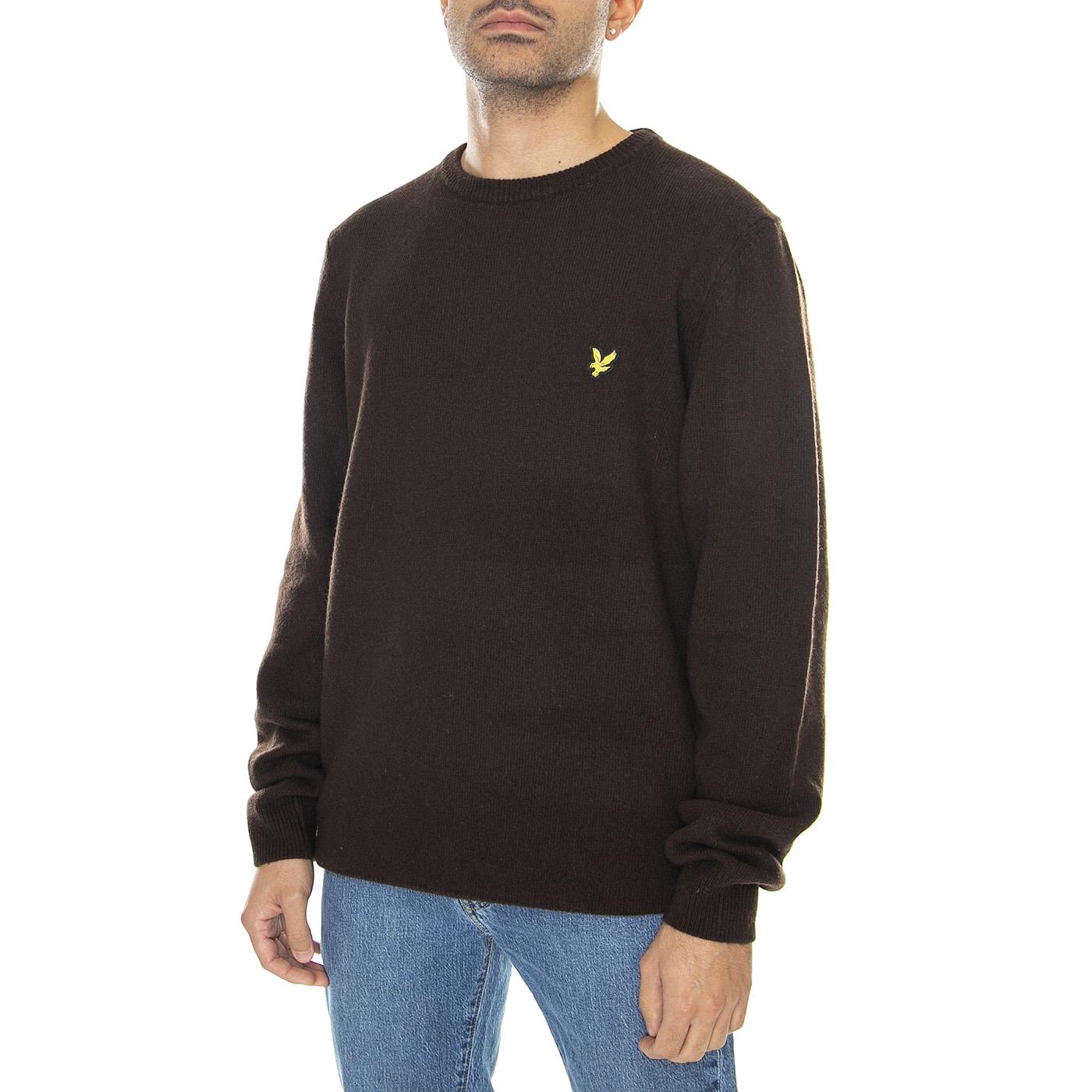 Crew Neck Lambswool Blend Jump Sediment Marl - Maglione Girocollo Uomo Marrone KN921VF-W826  LYLE & SCOTT 