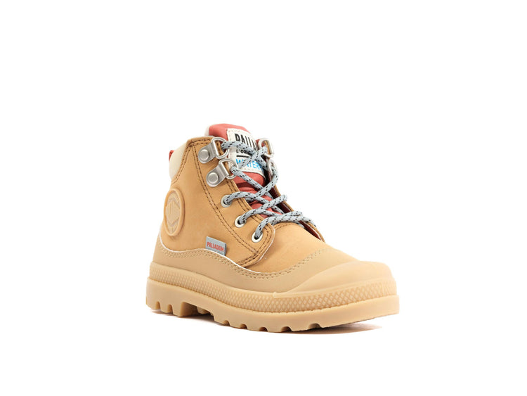 Pampa Hi Cuff Hkr Wp Dear Brown - Scarpe Stringate Profilo Alto Bambini Marroni PAK58891-252-M  PALLADIUM 