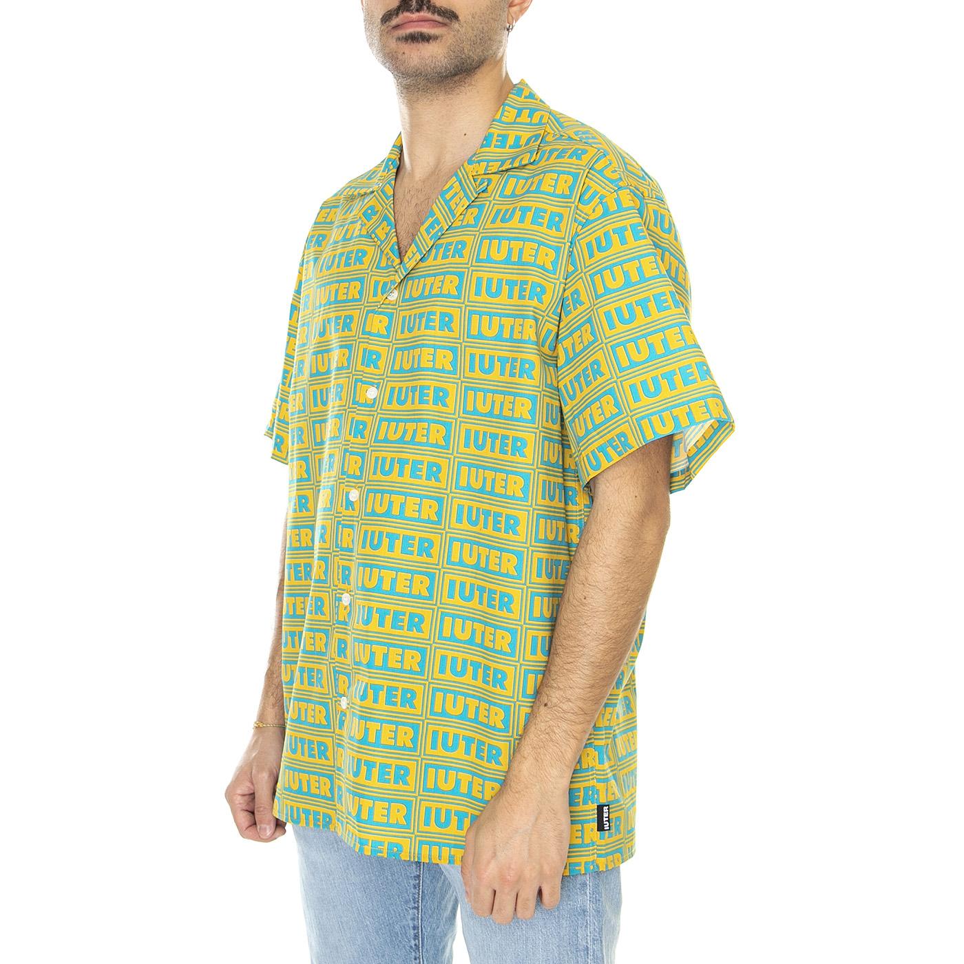 Panel S/S Shirt Canary - Camicia Maniche Corte Uomo Verde / Multicolore 23SIHR10-CANARY  IUTER 