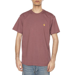 S/S Chase T-Shirt Dusky Pink / Gold - Maglietta Girocollo Uomo Viola I026391.2Q7XX  CARHARTT WIP 