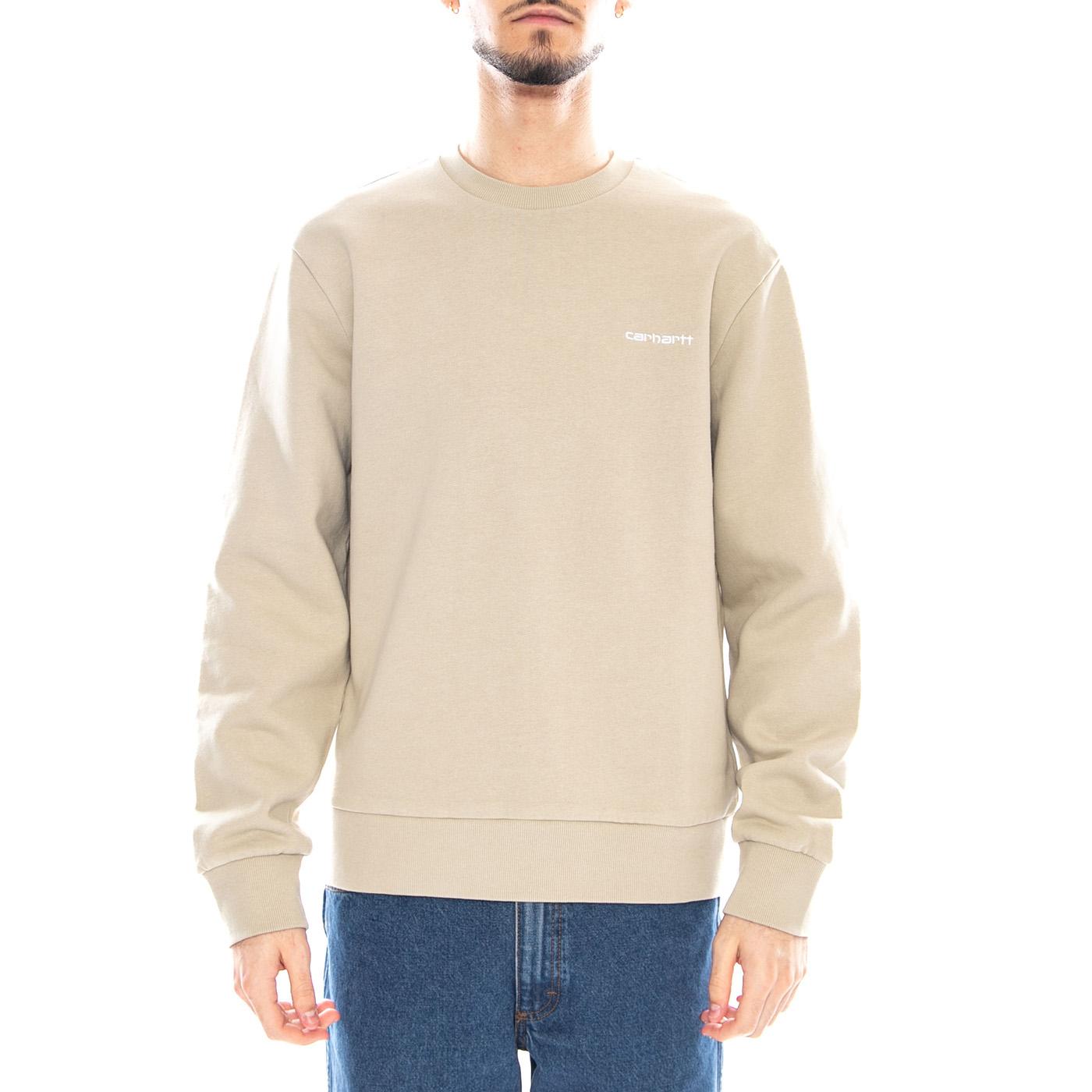 Script Embroidery Sweat Barchan / White - Felpa Girocollo Uomo Beige I034496 3LWXX CARHARTT WIP 