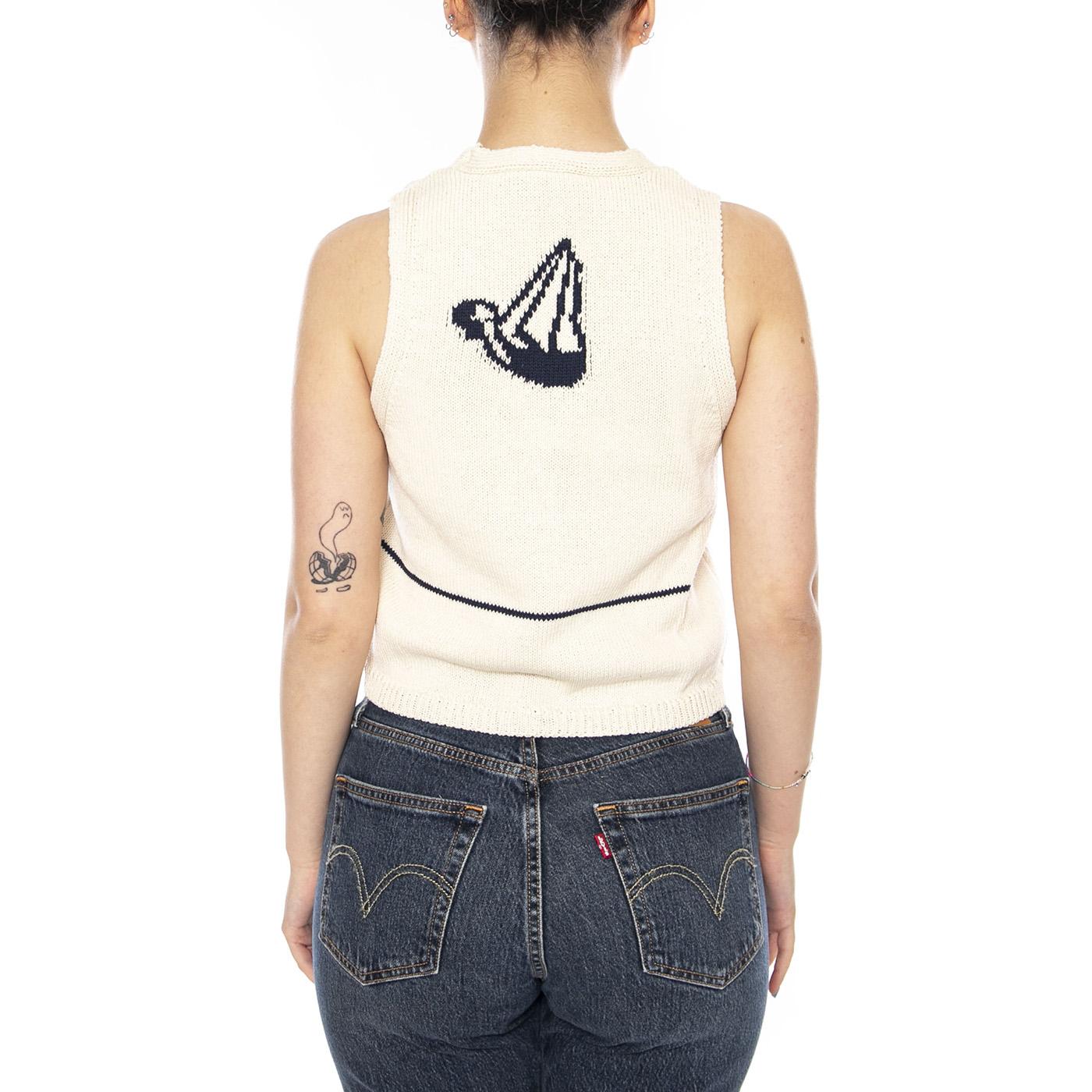 SWIMMERS ECRU ROBBIE KNITTED VEST - Top Donna Ecrù WKN00260 ECR THINKING MU 