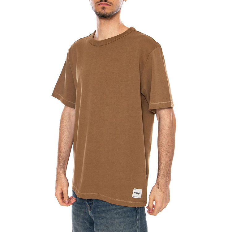 SS SOLID TEE KANGAROO BROWN - Maglietta Girocollo Uomo Marrone 112378013 BRN WRANGLER 