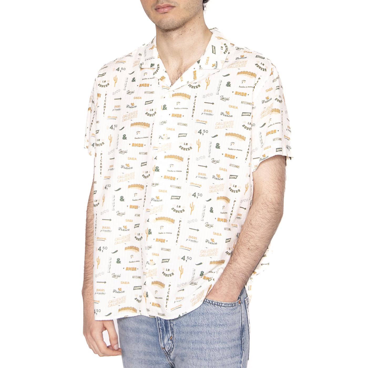 Sabros Aloha Shirt White - Camicia Maniche Corte Uomo Bianca / Multi 1963-WHITE  BRAVA FABRICS 