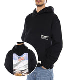 Schwarzer Hoodie mit Sternen und Streifen – Herren-Hoodie mit Katzenmotiv