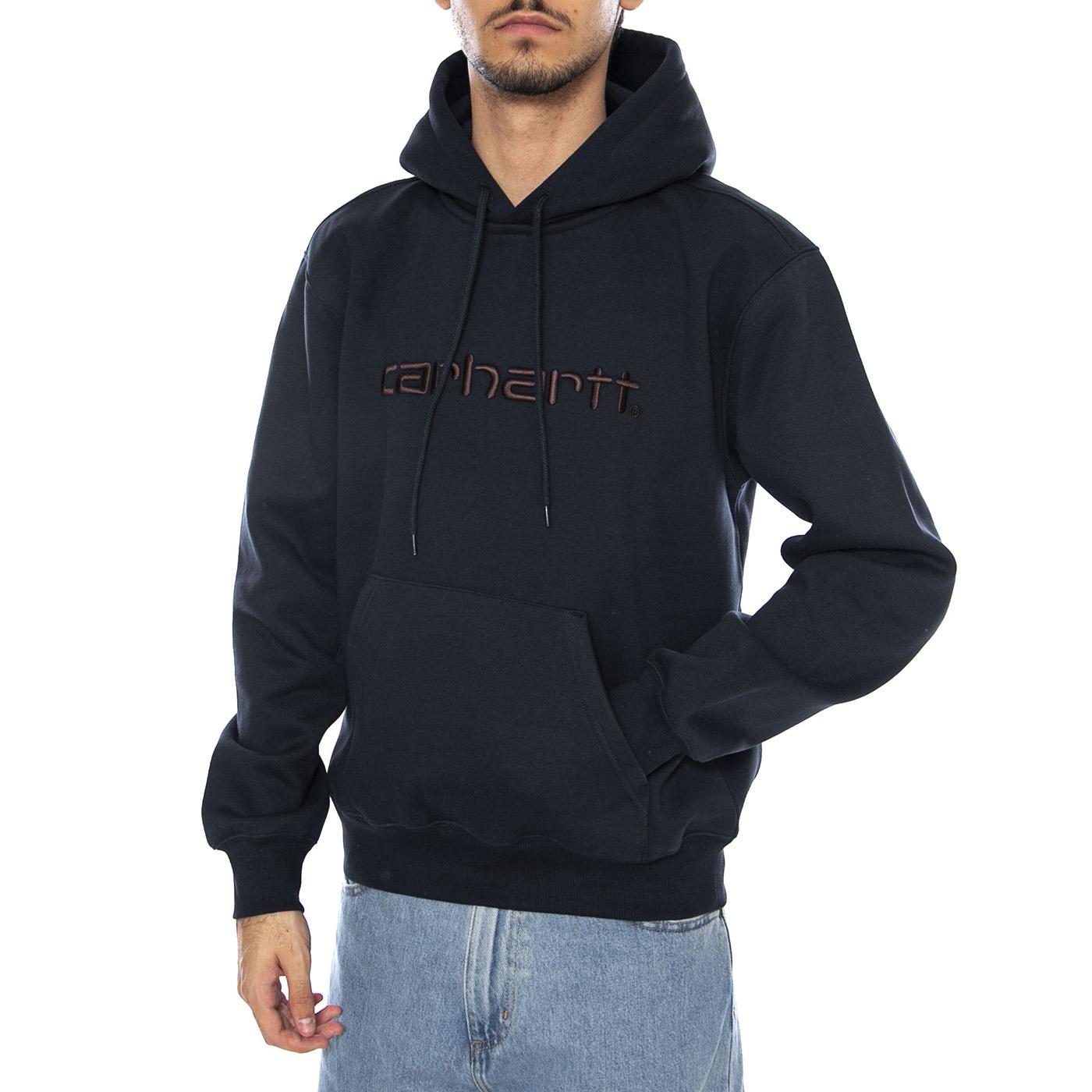 Hooded Carhartt Sweat Deep Night / Palisander - Felpa con Cappuccio Uomo Blu I030547.38CXX  CARHARTT WIP 