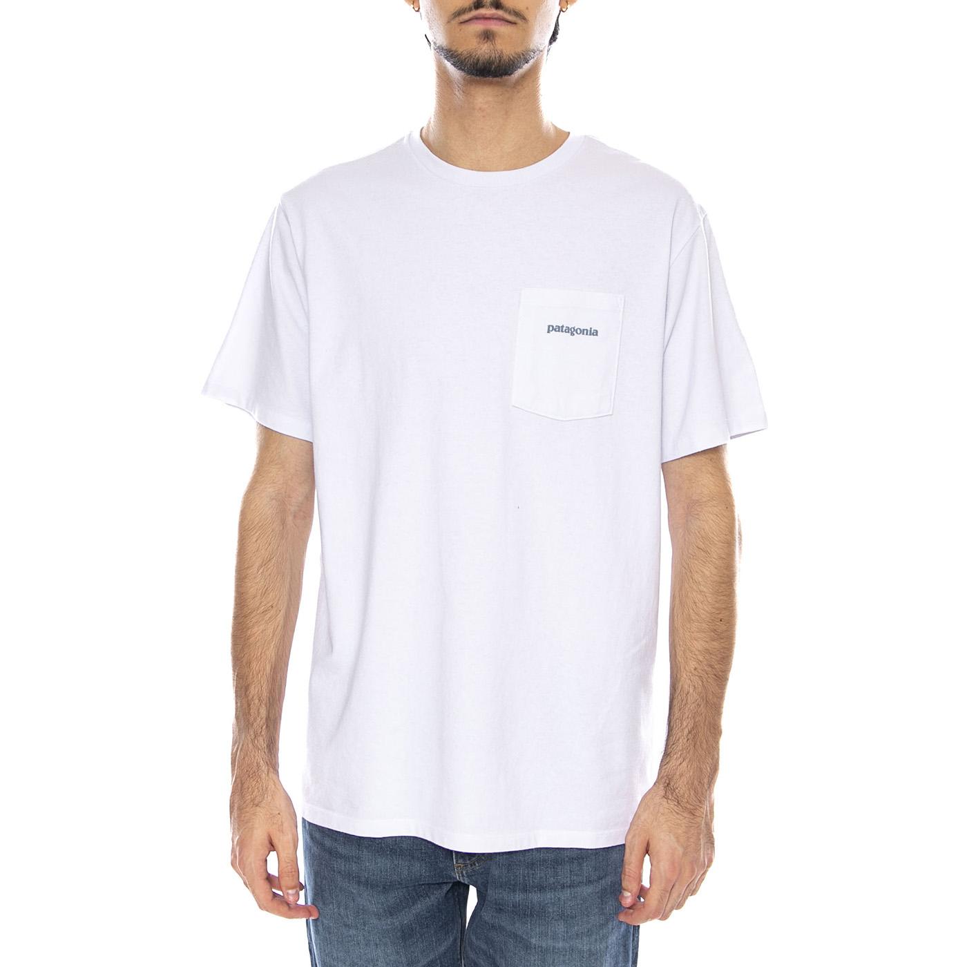 M's Boardshort Logo Pocket Responsibili-Tee White - Maglietta Girocollo Uomo Bianca 37655 WHI PATAGONIA 