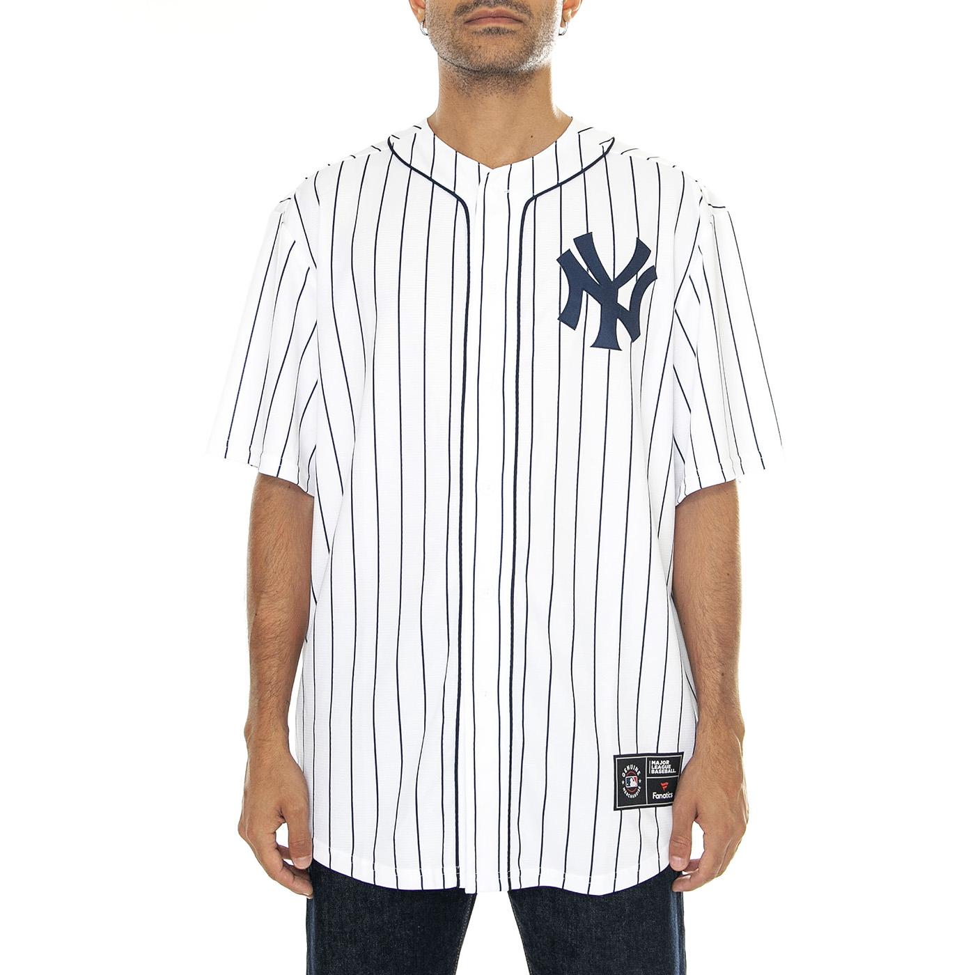 New York Yenkees MLB Core Foundation Top White / Navy - Camicia Maniche Corte Uomo Bianca / Blu 007N-071R-NK-0IY . GENUINE 