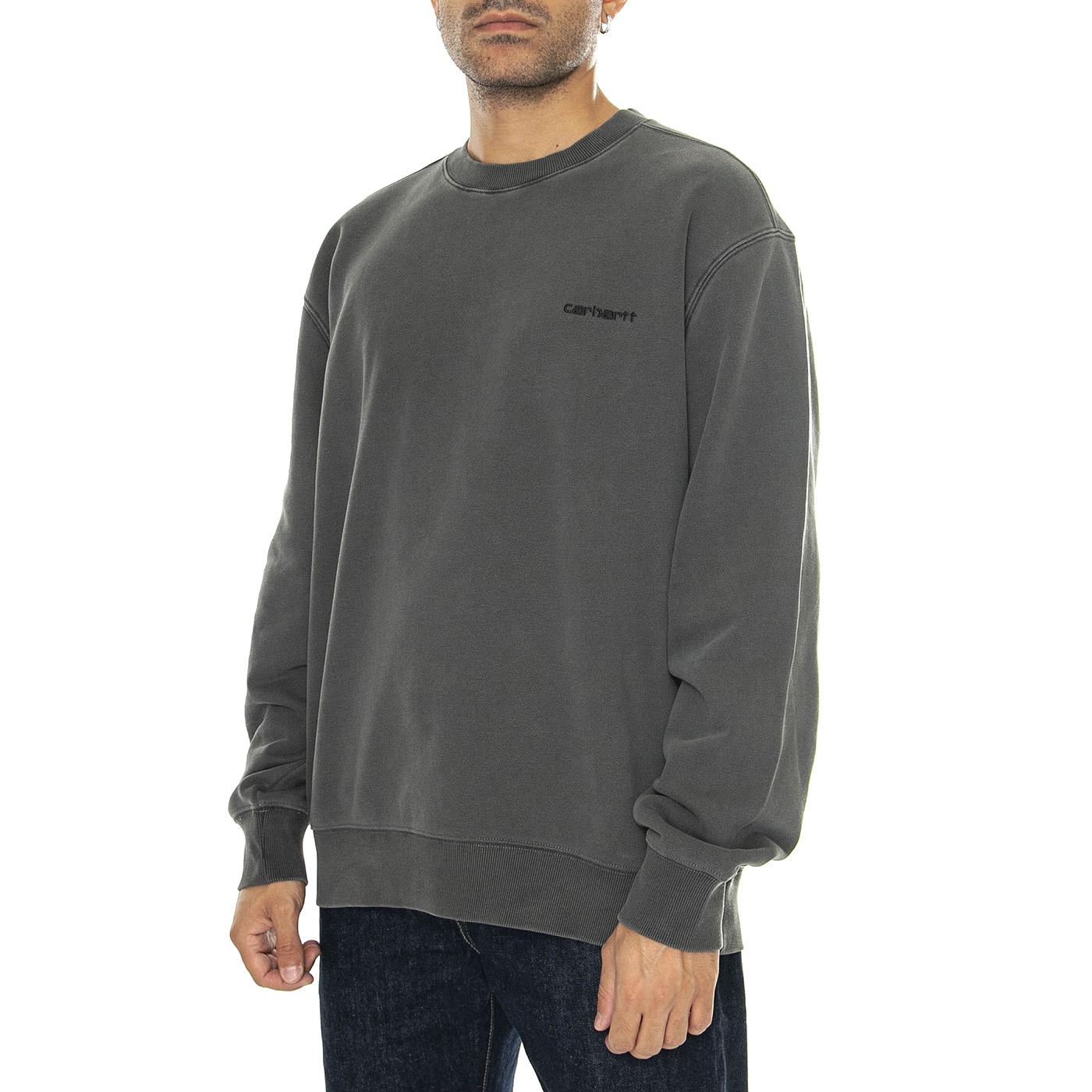Duster Script Sweat Black garment dyed - Felpa Girocollo Uomo Grigia I033065.89GD  CARHARTT WIP 