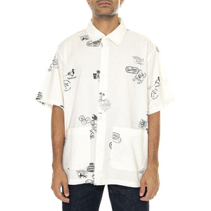 S/S Stamp Shirt Stamp Print, Wax - Camicia Maniche Corte Uomo Bianca I033689.2MAXX  CARHARTT WIP 