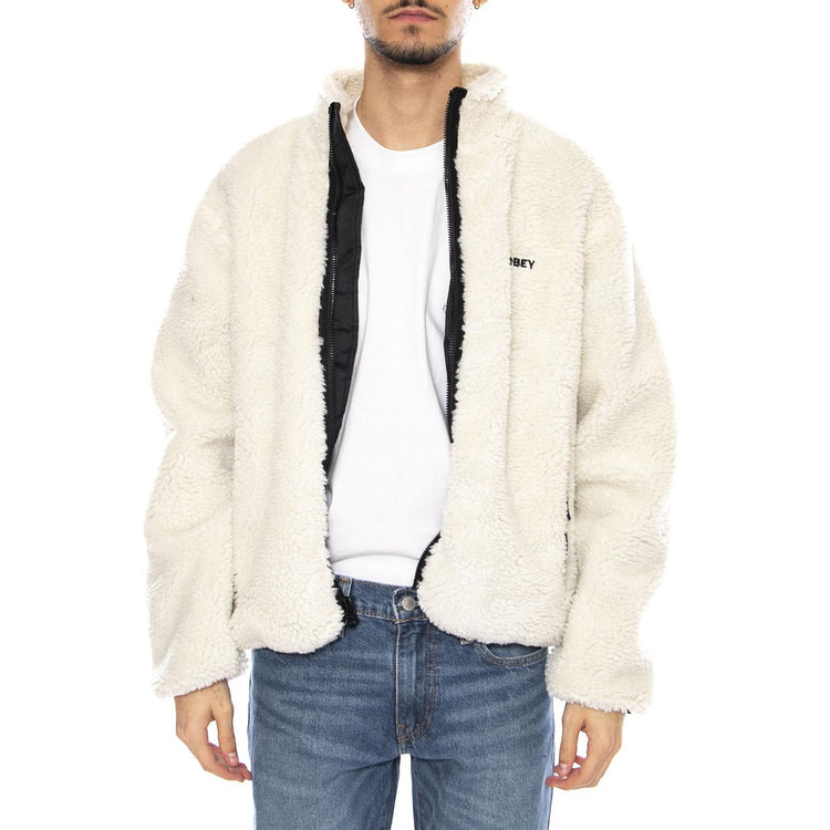 Icon Face Sherpa Jacket Unbleached -- Giacca Uomo Beige Naturale 121800564 UBL OBEY 