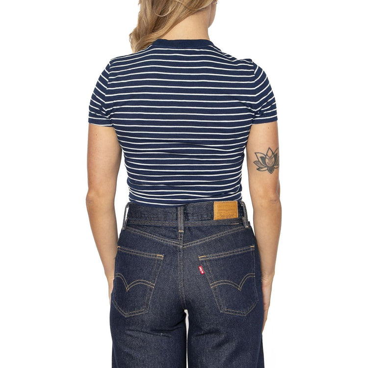 Cropped Tee Ombre Indigo Stripe - Maglietta Girocollo Donna Blu 112363477  LEE 