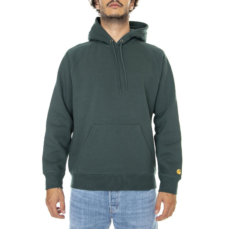 Hooded Chase Sweat Juniper / Gold - Felpa con Cappuccio Uomo Verde I026384-0XXXX  CARHARTT WIP 