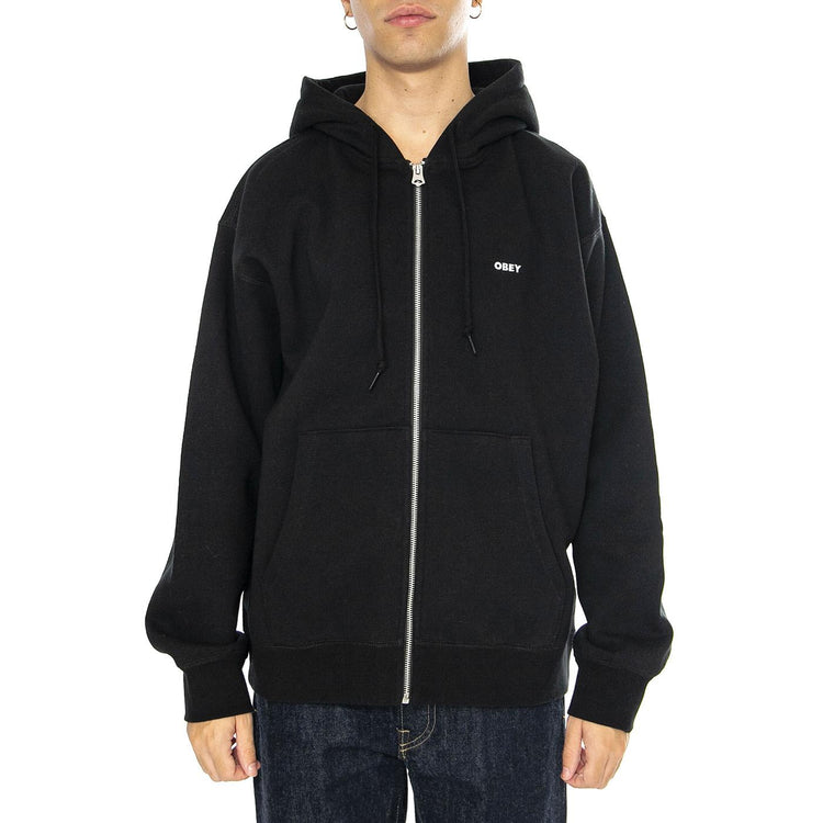 Established Works Bold Zip Hood II Fleece Black - Felpa Uomo Nera 112460022-BLACK . OBEY 