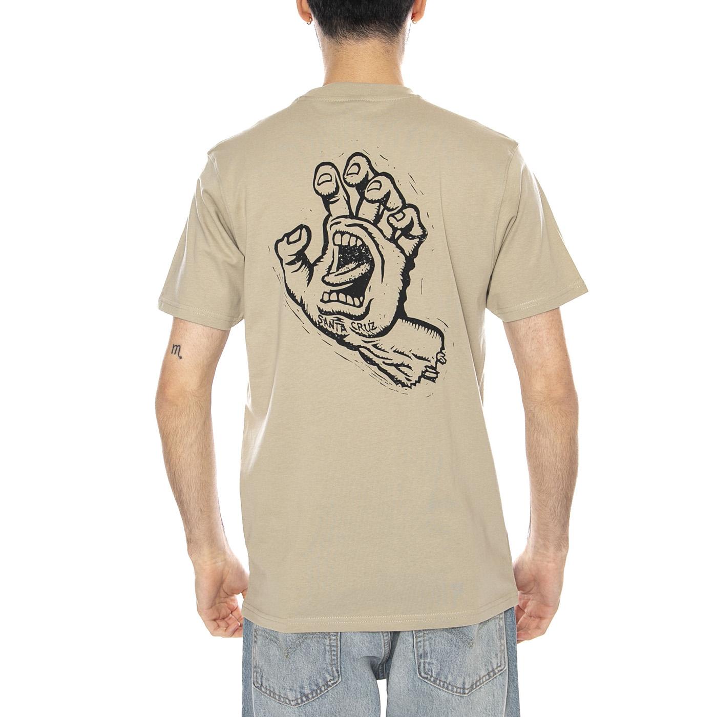 TAMPED SCREAMING HAND T-SHIRT STONE GREY - Maglietta Girocollo Uomo Beige SCA-TEE-13437 SGY SANTA CRUZ 