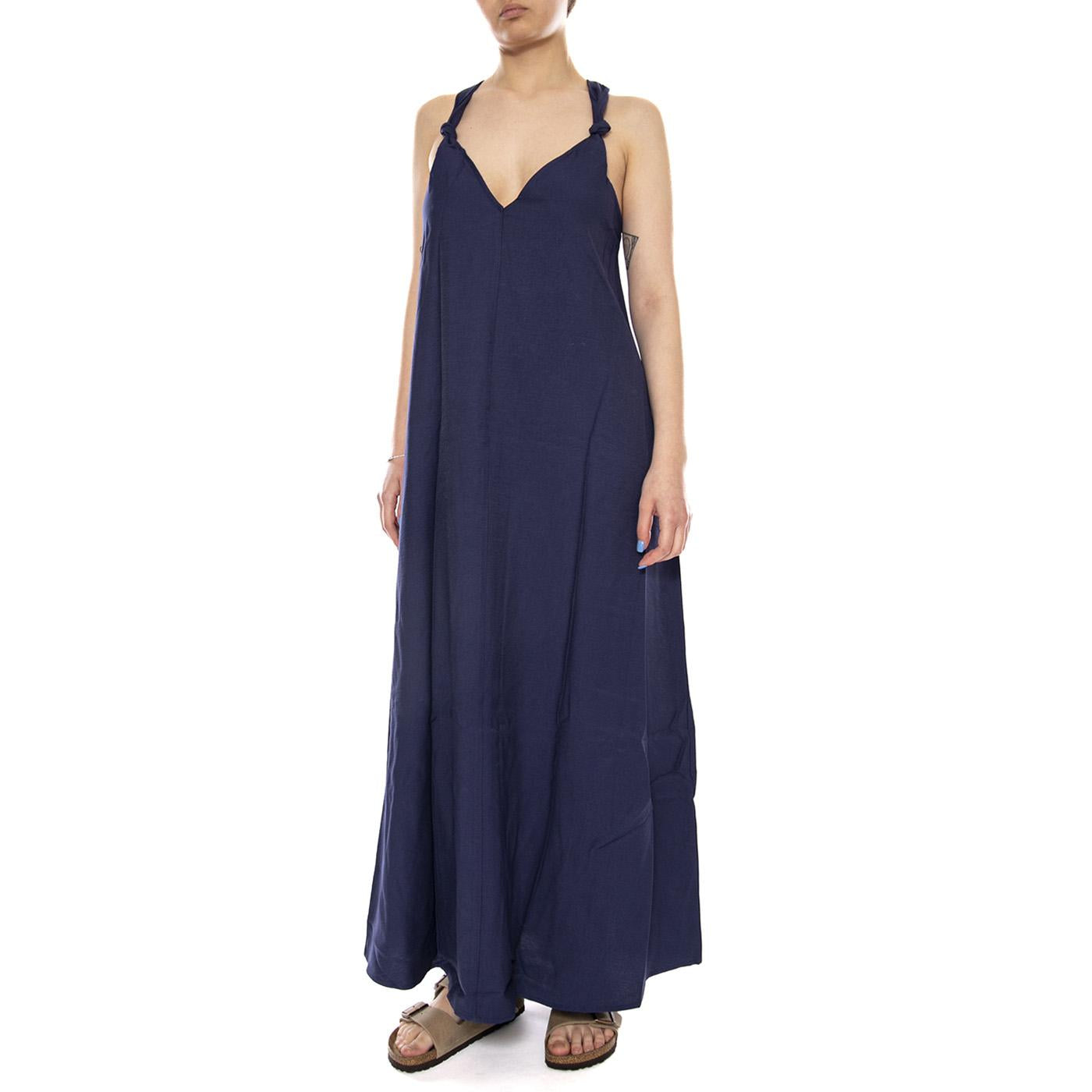 VESTIDO LARGO NAVY BLUE - Vestito Donna Lungo Blu Scuro 61W/11238 NVB WILD PONY 