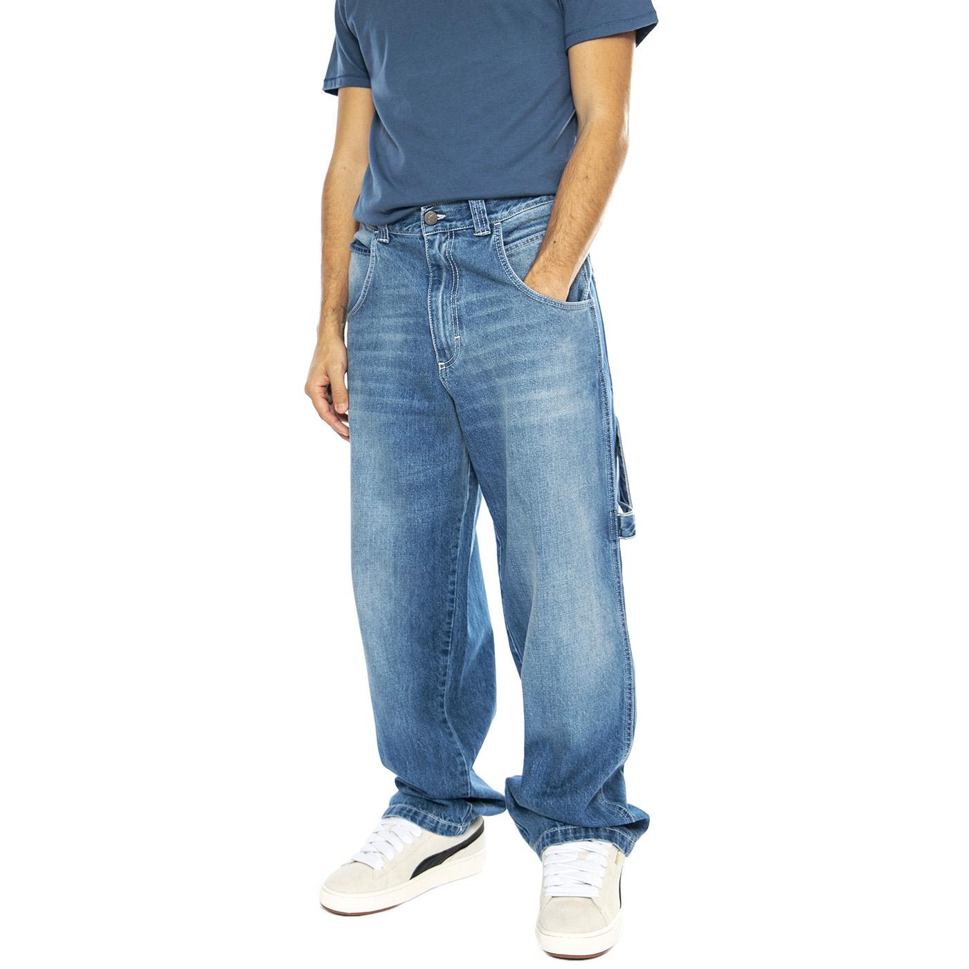 R-Blue-L Used Light Blue - Pantaloni Denim Jeans Uomo Blu R-BLUE-L  BLUESKIN 