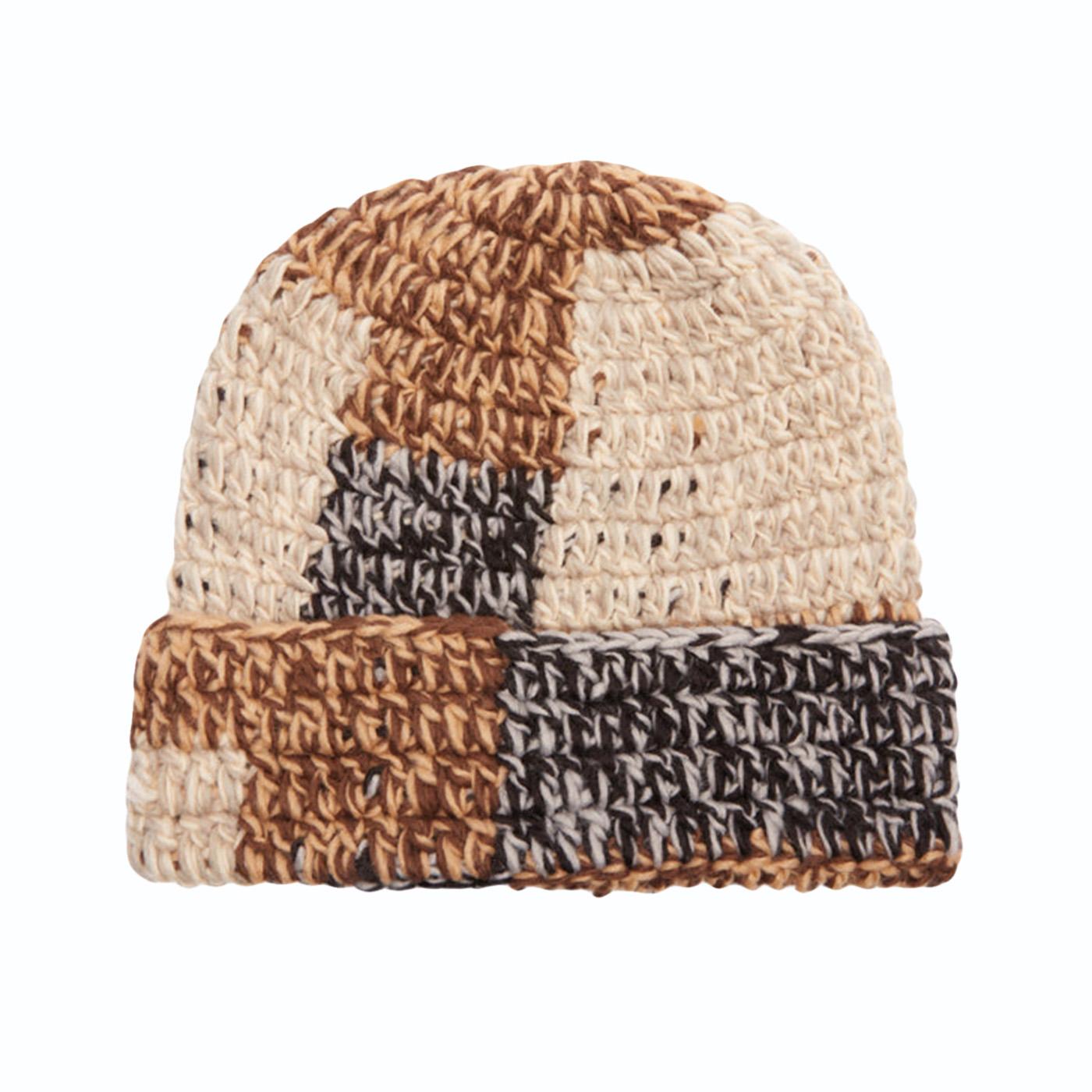 Patchwork Rib Beanie Brown Multi - Cappellino Multicolore in Maglia 100030231 BWM OBEY 