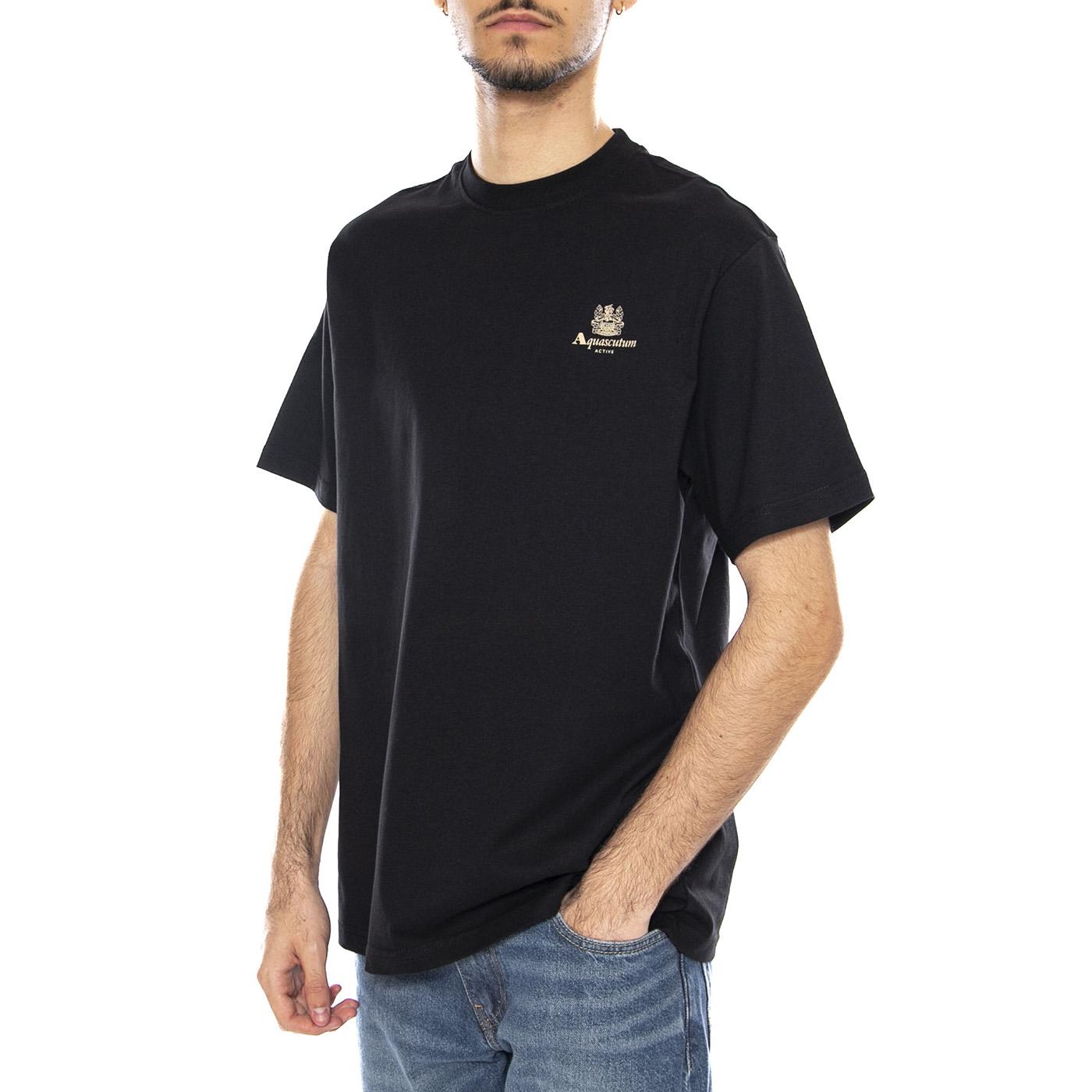 Small Logo T-Shirt -- Maglietta Girocollo Uomo Nero AA_ICON_TS006_16 . AQUASCUTUM 